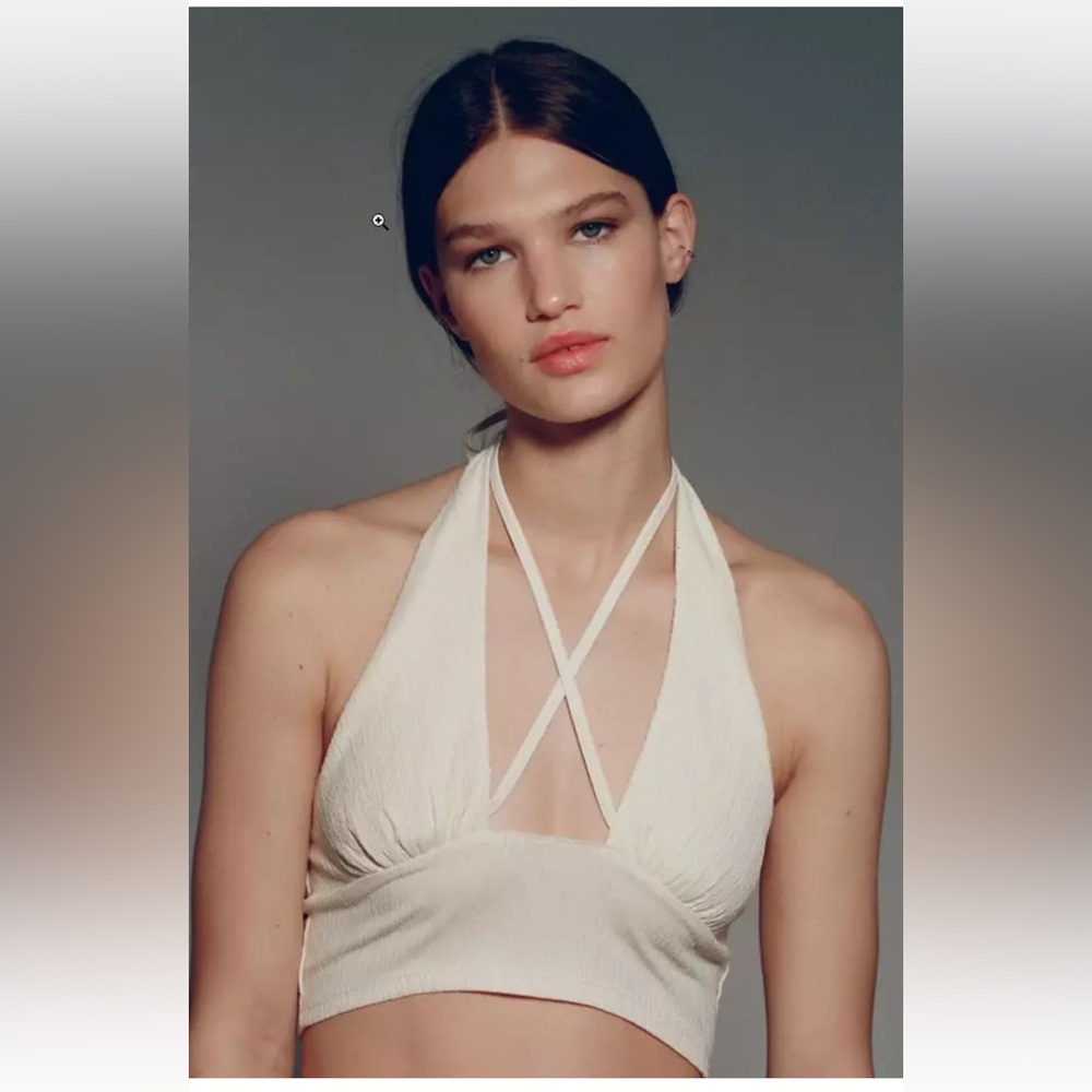 🆕 Urban Outfitters Cream Valeria Halter Top, Women's Size Medium - Picture 4 of 10